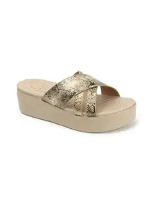 ELLE Women Platform Heel Sandal, Gold, UK-3