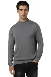 Van Heusen Men's Wool Blend Crew Neck Sweater (VHSWWRGBA42146_Grey