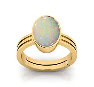 Anuj Sales 19.25 Ratti / 18.00 Carat Natural Certified AA++ Quality Australian White Opal Astrological Purpose Loose Gemstone Panchdhatu Gold Plated Ring for Man and Women