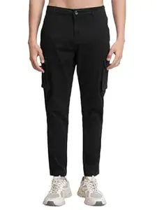 Highlander Men’s High-Rise Straight-Fit Cargo Trousers | Utility Pockets | Fashion & Function Blend | Carpenter Fit | Men Trousers | Trousers for Man |Cargo Pants for Men