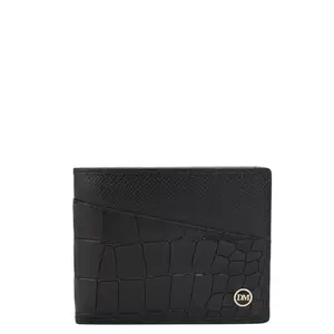 Da Milano RFID Protected Leather Wallet for Men with Card Slot - Black