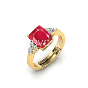 MBVGEMS Natural Ruby RING 9.25 Ratti / 8.50 Carat Certified Handcrafted Finger Ring With Beautifull Stone manik RING Gold Plated for Men and Women
