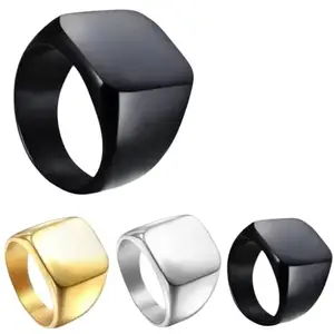 Stainless Steel Ring flat_ring_sliver_black_gold_3pc
