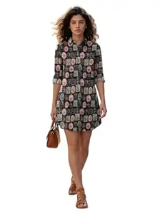 HELLCAT Tropical Teal Green Women Dress|New Trending Dress for Women|Western Short Sleeve Shirt