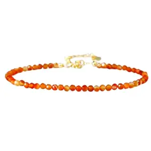 RRJEWELZ Carnelian Bracelet for Men & Women – 2.5mm Round Faceted Orange Beads – 7 inch adjustable with Gold Plated Clasp – Healing, Fashion, Gift, Spiritual, Yoga|LCBR_RR_01811