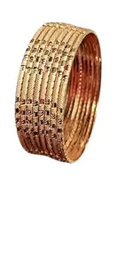 SGN FASHION Gold Plated 8-Piece Brass Bangle Set – Pital Chudi Design for Daily Use and Elegant Style