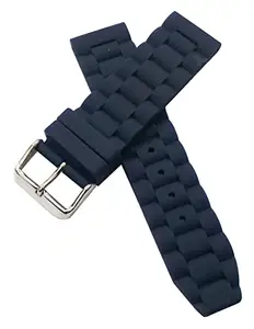 Ewatchaccessories 22mm Silicone Rubber Watch Band Strap Fits COLT II NAVITIMER Dark Blue Pin Buckle