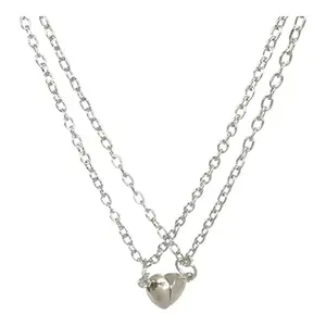 Matching Couple Magnet Heart Necklace Set, Split Heart Pendant