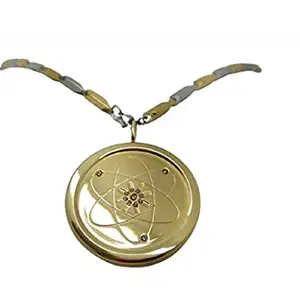 SKEWED Mnt Gold Color Round Stone Pendant With Bio Mineral Science Technology For Men And Women