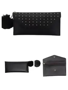 New Creation Women Formal Casual Hand Wallet Bag/Clutch with Mobile Pocket (Black)