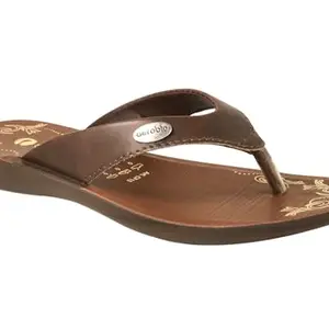 AEROBLU Brown Synthetic Solid Open Toe Thong Strap Flexible Flat slipper For Women (AECF15-BROWN-37)