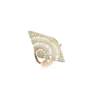Shaze Shell Ring | Modern ring | Made of Brass | cubic zirconina stones | Ring | Color - Gold