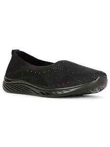 Bata Knit Pu Belly Women Ballerina in Black 6 UK