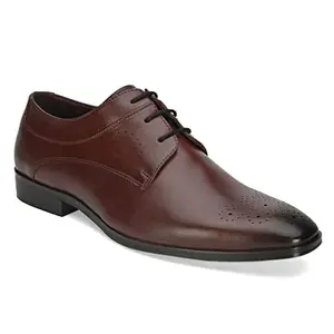San Frissco Men's Lace-up Derby Formal Shoes with Cushioned Insole | Classic Genuine Leather Comfortable for Formal Occasions, Office Wear, and Business Meetings with TPR Sole - 8(Cherry) SFLVT78614