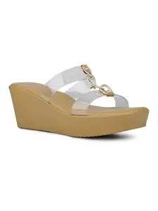 Inc.5 Womens Beige Casual Transparent Open toe Wedges Sandals