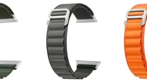 ACM Pack of 3 Watch Strap Slide 42mm 44mm 45mm 46mm 49mm Nylon compatible with Ptron Pulsefit Ethos Smartwatch Sports Hook Band (Green/Grey/Orange)