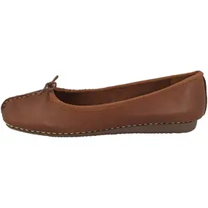 Clarks Women's Freckle Ice Brown Leather Ballet Flats - 3 UK/India (35.5 EU) (91203529304)