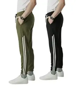 F GALLERY Men's Platinum Set of 2 Trackpants Lycra Joggers | 280 GSM Stretchable Track Pants for Gym & Casual Wear | High Rise Waist, Pockets,