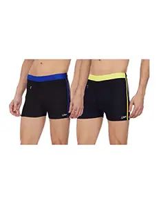I-Swim Mens Costume Is-010 Size XL Black/Yellow with Is-010 Size XL Black/Blue Pack of 2