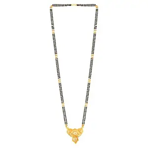 MEENAZ Mangalsutra For Women Girls Ladies Wife Temple South Indian Traditional 1 One Gram Gold Stylish Maharashtrian Long Chain Wati Mangal sutra Pendant Tanmaniya Black golden Nallapusalu Chains