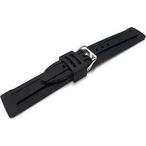 Ewatchaccessories 22mm Silicone Rubber Watch Band Strap SKX007 SKX009 SKX17 SKX176 Black Pin