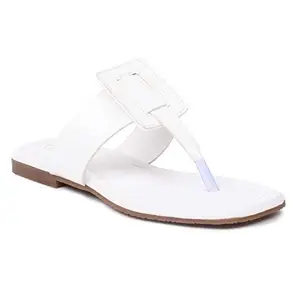 GNIST Women's Smat T-Strap White Sandal