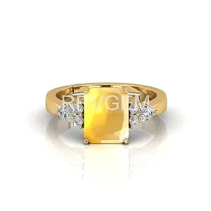 RRVGEM YELLOW SAPPHIRE RING 5.00 Carat PUKHRAJ RING Gold Plated Adjustable Ring Gemstone for Men and Women (Lab - Tested)WITH CERTIFICATE