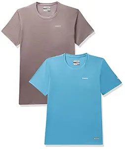 Charged Active-001 Camo Jacquard Round Neck Sports T-Shirt Light-Grey Size Xl And Charged Pulse-006 Checker Knitt Round Neck Sports T-Shirt Scuba Size Xl
