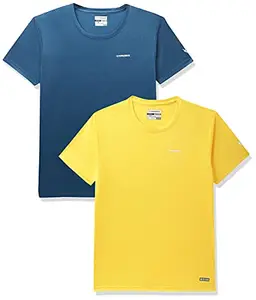 Charged Play-005 Interlock Knit Geomatric Emboss Round Neck Sports T-Shirt Teal Size 2Xl And Charged Pulse-006 Checker Knitt Round Neck Sports T-Shirt Yellow Size 2Xl