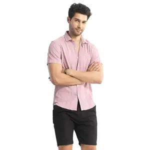 Snitch Pink Textured Cotton Shirt