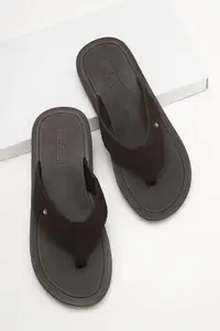 Louis Philippe Men Brown Solid Flip Flops