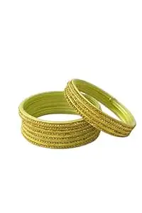 HOUSE OF BANGLEZ Women’s Gold Stone Studded Bangles Set of 12