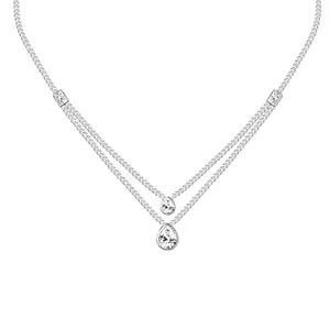 GIVA 925 Silver Silver Layered Drop Necklace| Gifts for Girlfriend,Pendant to Gift Women & Girls | With Certificate of Authenticity and 925 Stamp | 6 Month Warranty*
