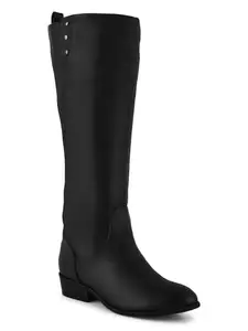 Shuz Touch Women Black High-Top Winter Boots | Black Color | Size : 6