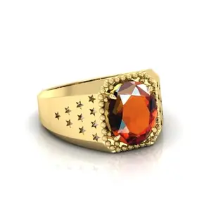 3.25 Ratti To 15.25 Ratti Gomed (Hessonite) Gemstone Ring Gold Plated Adjustable Ring For Men And Women (7.25 Ratti)