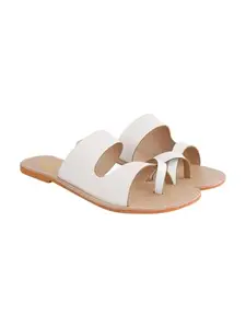 Shoetopia One Toe White Flats For Women & Girls /EU36