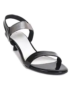 AJANTA Womens Black Heeled Sandal LB0828