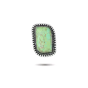 Waama Jewels Silver & Green Traditional & Ethnic Finger Oxidized Fashion Ring Agate Stone For Women & Girls