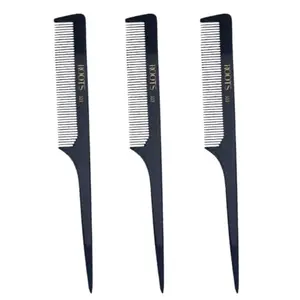 Roots Styling and Sectioning Hair Combs - Black - Pack of 3