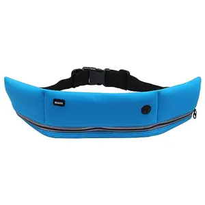 XUNOD Running Belt Waist Pouch for Men + Women, Holds all iPhones / Smart Phones + Accessories, Completely Comfortable Running Belt for Travel, Hiking or Jogging (Blue)