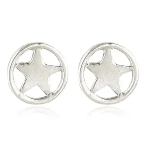 UNNIYARCHA 92.5 Silver Star Loop Stud Earrings for Women Pure Silver 925, Sterling Silver Jewellery with Certificate of Authenticity & 925 Earrings for Women Silver