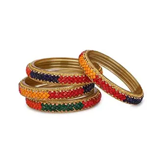 Somil Designer Glass Bangles/Kungan/Kada Set for Wedding, Festival, Workplace, Party, Traditional, Designer, Ornamented with Stone, Multi Colour