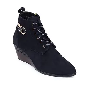 Zoom Shoes Women Fashion Shoes Genuine Leather Casual Bellies Boots for Women AL171 Navy