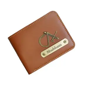 The Unique Gift Studio Men's Leather Personalised Name with Logo Wallet - Tan