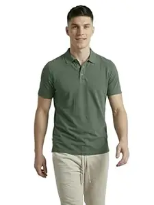 TECHNOSPORT Men Solid Casual Fit Athletic Polo T Shirt COTFLEX Memory Stretch Polyester Polo Tshirt for Men Office Casual Smart Travel Golf Weekend Wear