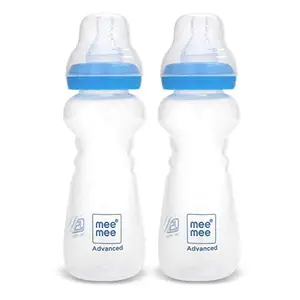 Mee Mee Baby Feeding Bottle 250ml Pack of 2 (Blue) | BPA-Free Milk Bottle with Eazy Flo & Anti-Colic Valve | Safe, Non-Toxic, Easy Grip Design for Newborns, Infants & Toddlers up to 3 Years