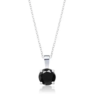 ZALKARI 2 Cttw Black Diamond Pendant Necklace In 925 Sterling Silver with 18" Cable Chain | 6 Months Warranty*
