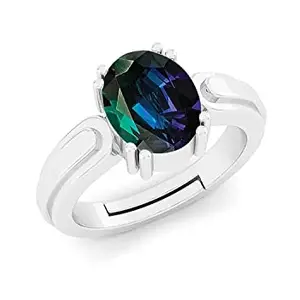Akshita gems 5.25 Ratti 4.00 Carat Color Changing Alexandrite 925 Sterling Silver Adjustable Ring AAA Quality Excellent Shinning Stone Ring Men and Women,s (GGTL Lab - Certified)