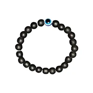 BEAUTIVIA Evil Eye Bracelet for Men Black Stone Handmade Nazariya Adjustable Bracelet For Man & Women Pack of 1