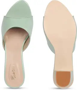Picktoes SC-R-374 Women's Light Green Synthetic Leather Casual Heel Sandal